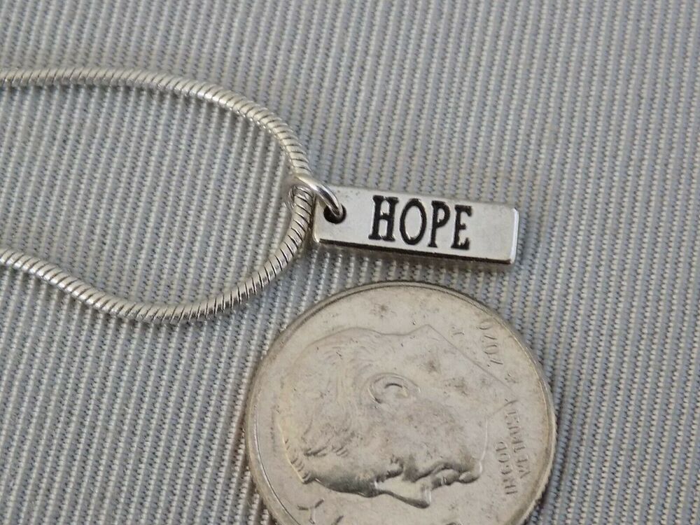 HOPE pendant on 18" Silver Plated Snake Chain Necklace NWOT